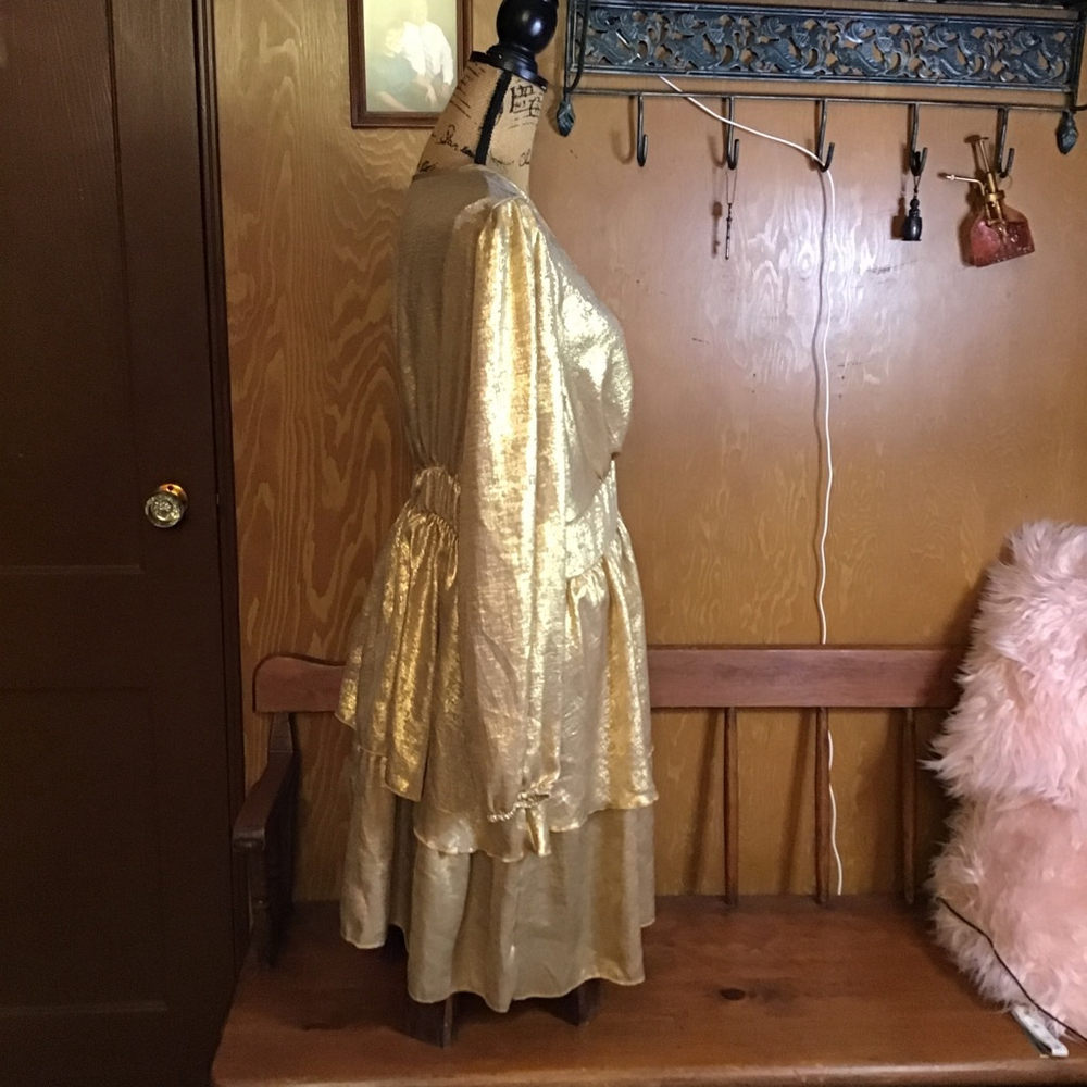 SHEIN Gold Long Sleeve Tiered Dress Plus 2X Formal - Picture 9 of 13